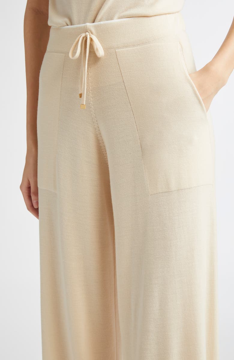 Eleventy Merino Wool Wide Leg Pants, Alternate, color, 02A-01 Beige And White