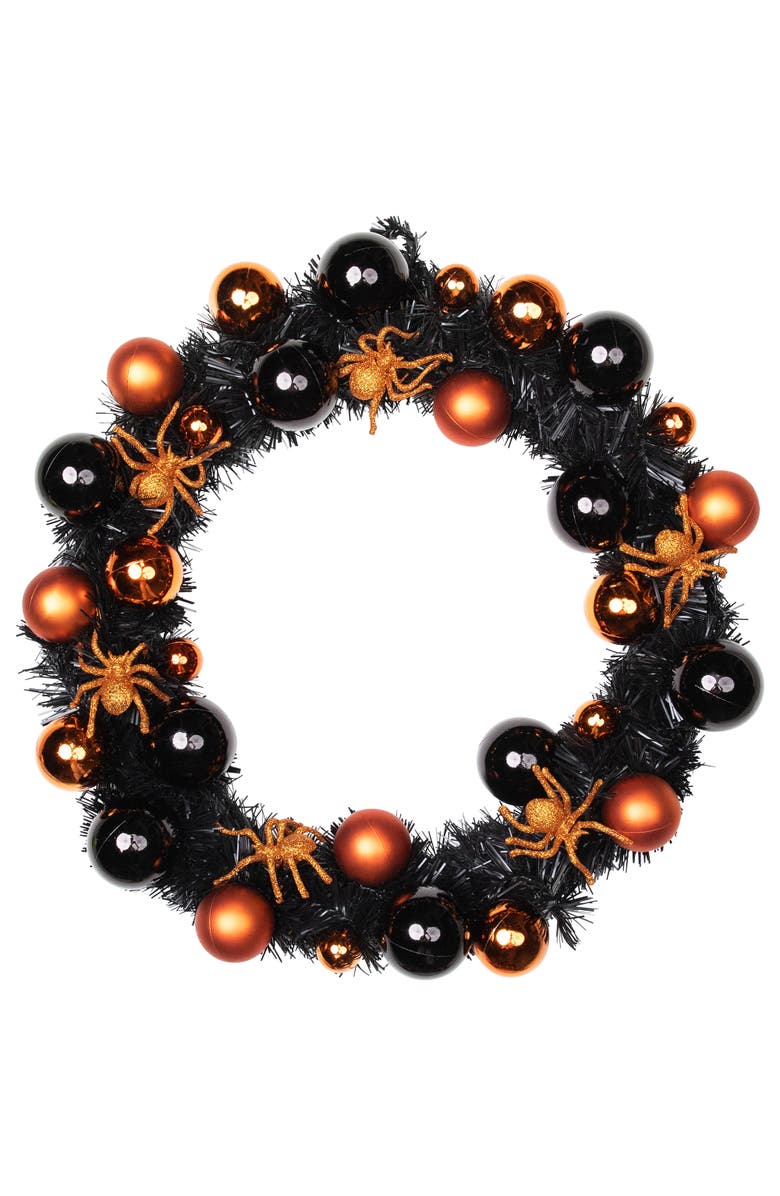 Northlight Spiders and Ornaments Halloween Wreath - 18" - Unlit, Main, color, Black
