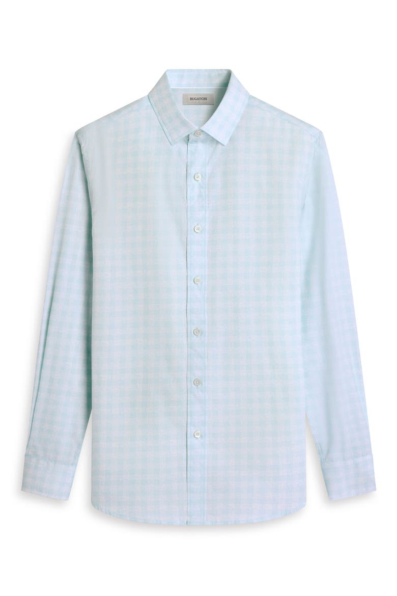 Julian Shaped Fit Check Cotton Button-Up Shirt, Alternate, color, SEA SPRAY