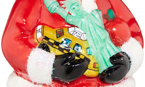 Joy To The World Collectibles Nyc Cabbie With Statue Of Liberty Santa Glass Ornament In Red