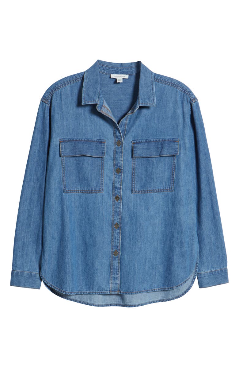 beachlunchlounge Nikita Denim Shirt, Alternate, color, Denim Wash