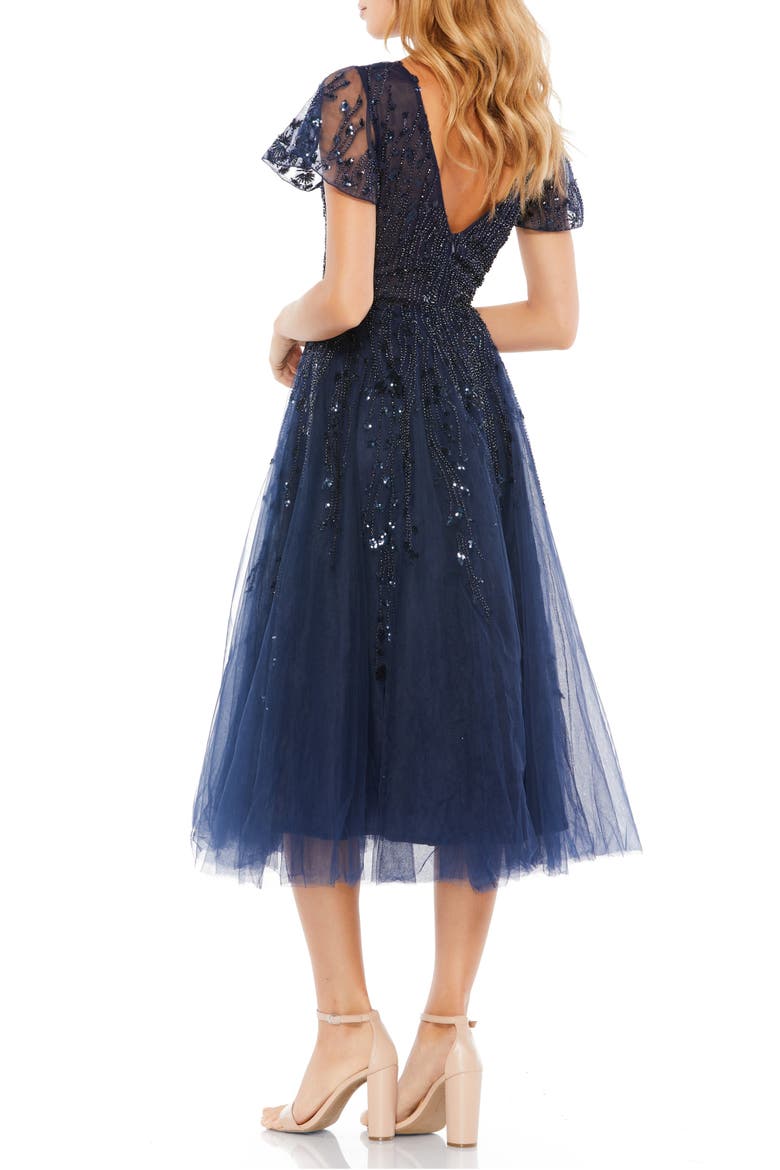 Beaded Tulle Fit & Flare Dress, Alternate, color, MIDNIGHT