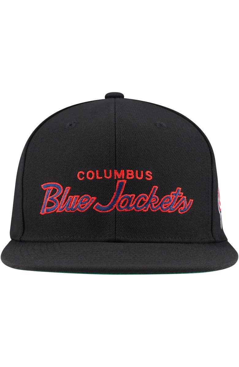 Mitchell & Ness Men's Mitchell & Ness Black Columbus Blue Jackets Core Team Script 2.0 Snapback Hat, Alternate, color, Black
