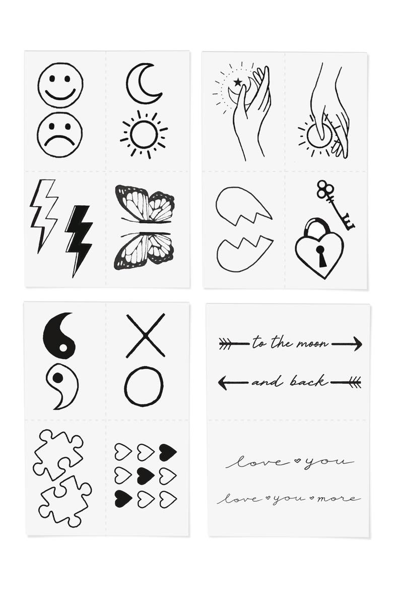 Two of a Kind Pack Temporary Tattoos, Alternate, color, NONE