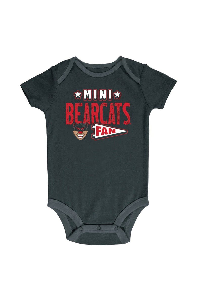 Champion Infant Champion Black/Heather Gray/White Cincinnati Bearcats Three-Pack Bodysuit Set, Alternate, color, 