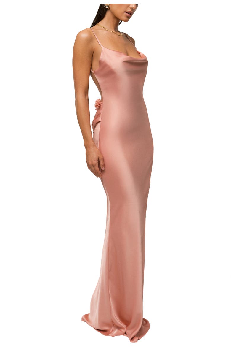 JLUXLABEL Down The Aisle Satin Gown, Alternate, color, Dark Peach
