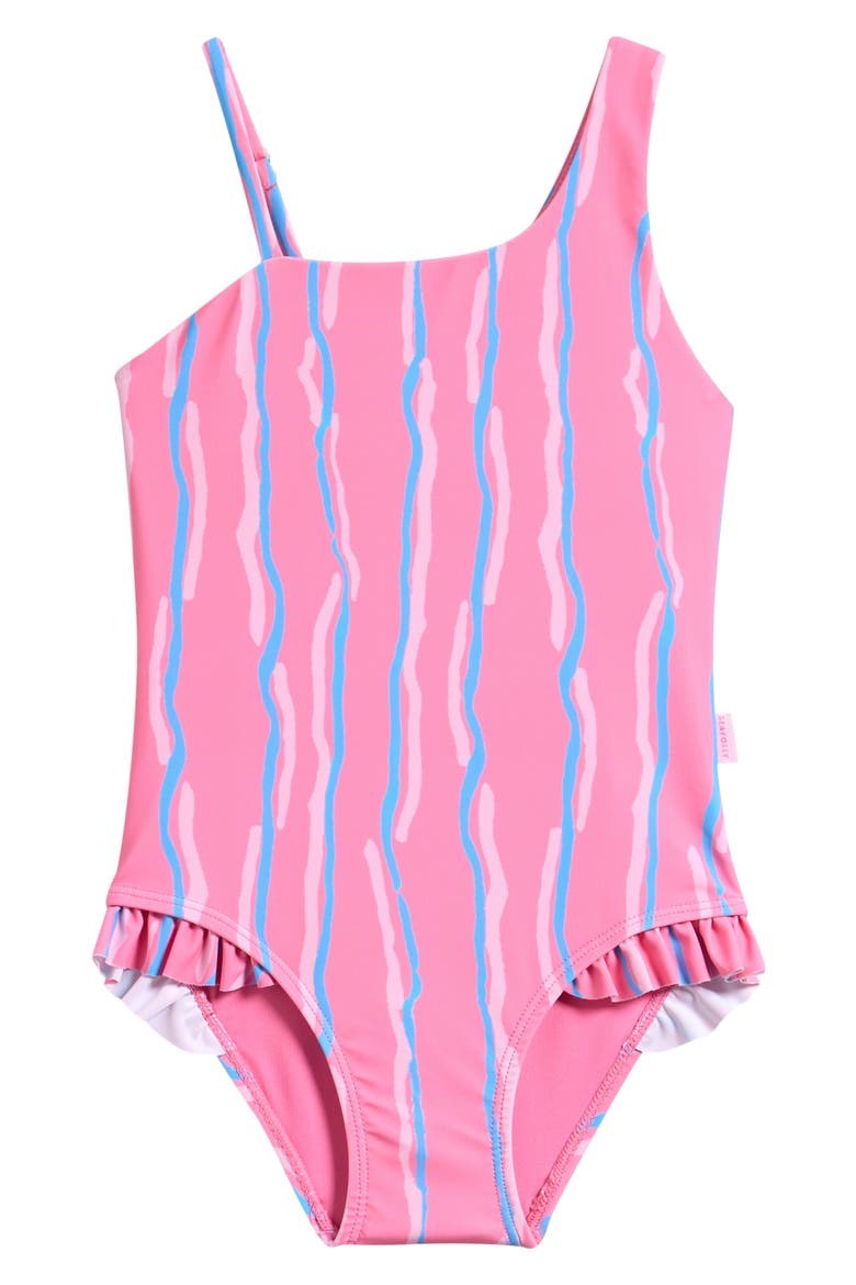Kids' Aruba Ruffle One-Piece Swimsuit, Main, color, ARUBA PINK
