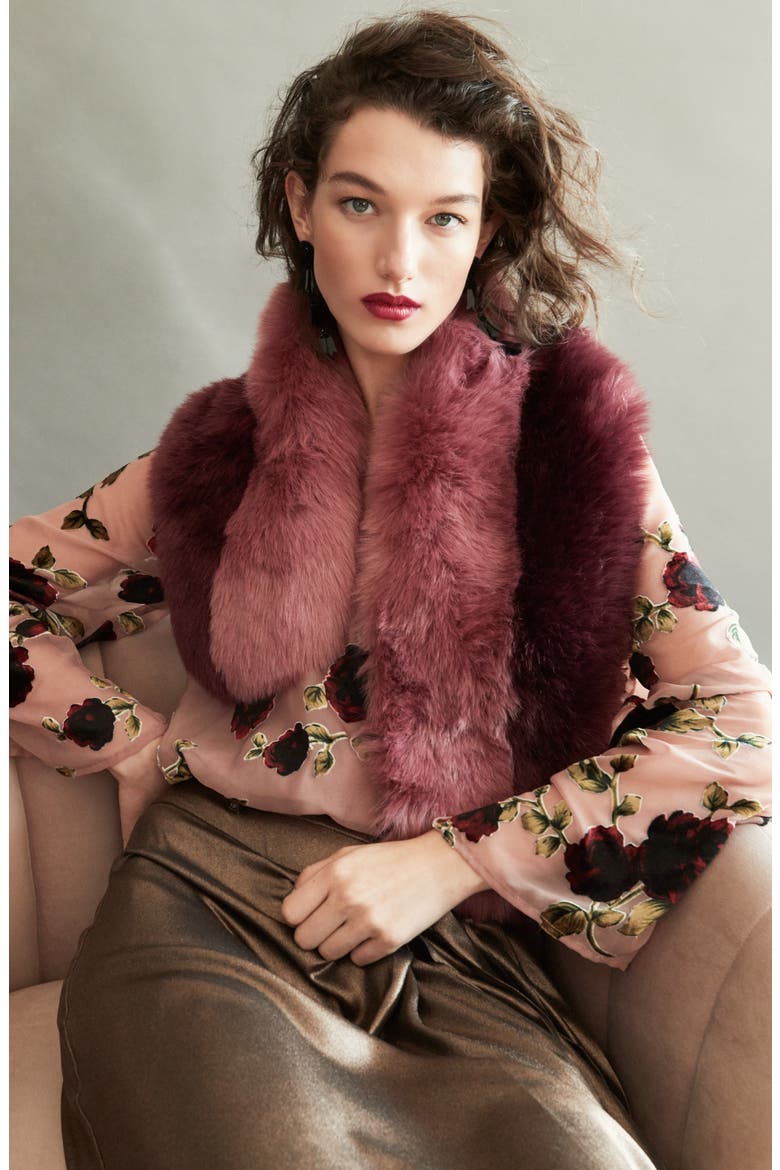 Faux Fur Scarf, Alternate, color, BLACK