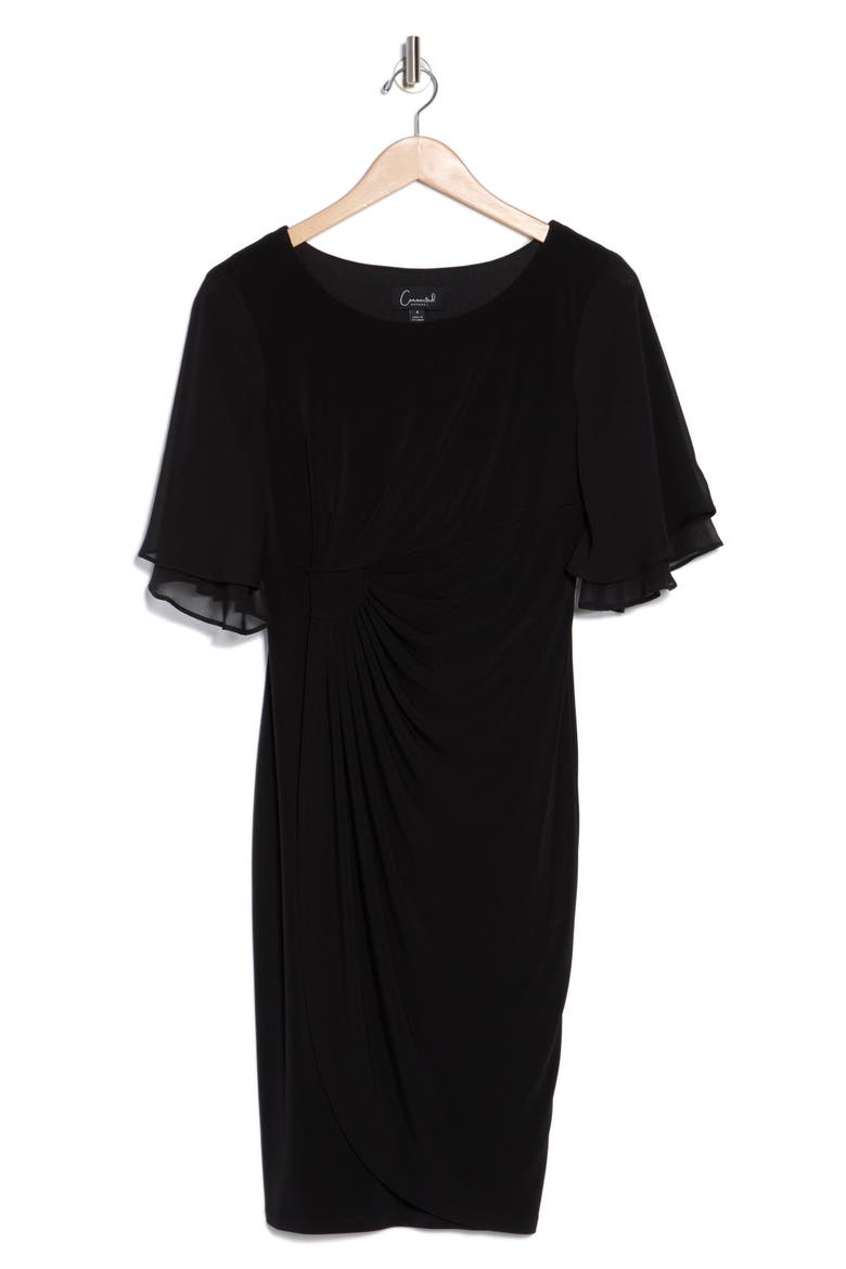 Ruffle Sleeve Sheath Dress, Alternate, color, BLACK
