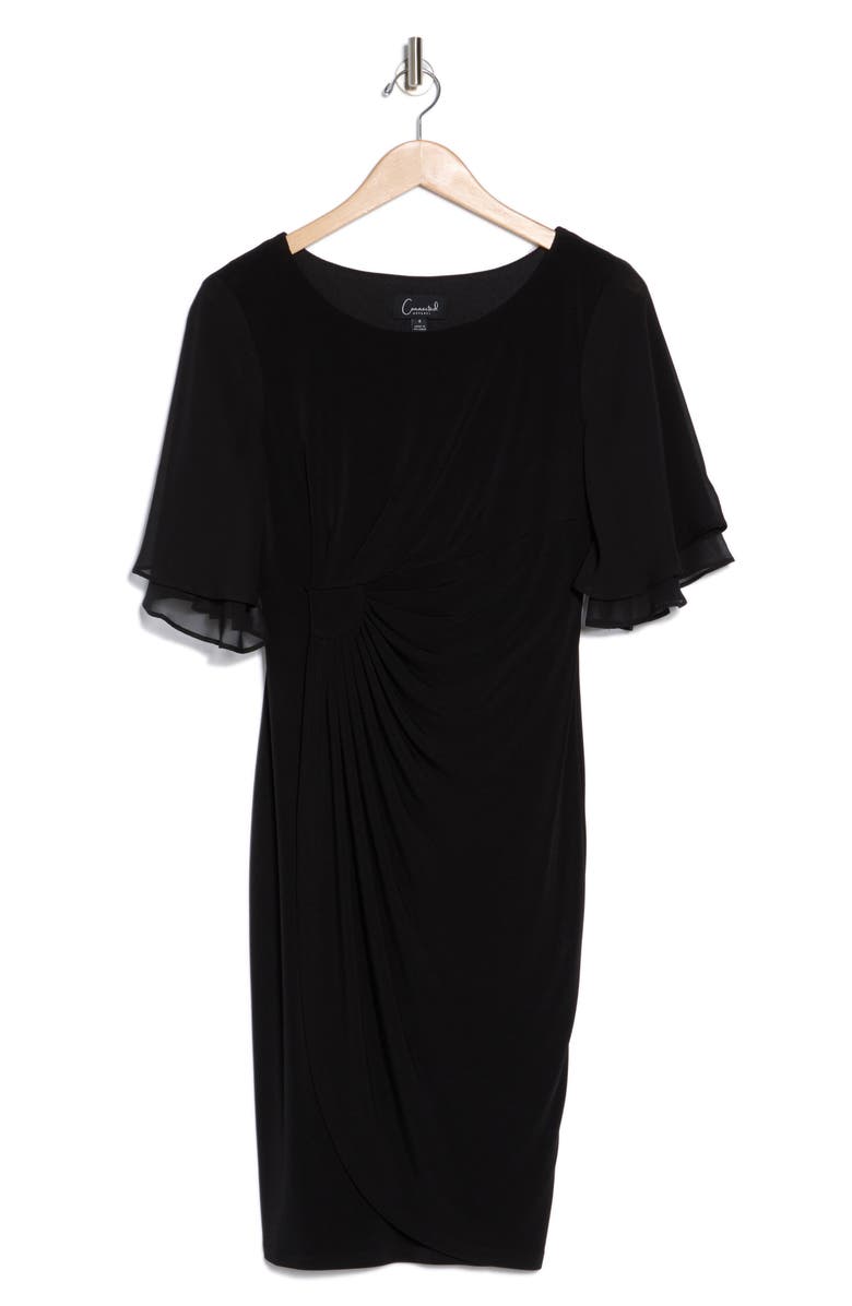 Connected Apparel Ruffle Sleeve Sheath Dress, Alternate, color, Black