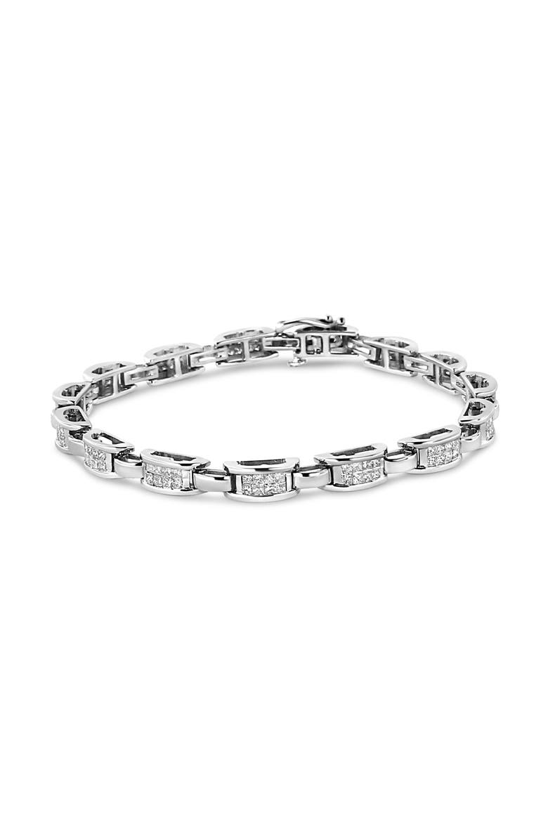 14K White Gold 2.00 Cttw Invisble-Set Princess Diamond Link Bracelet - 7.25", Alternate, color, White
