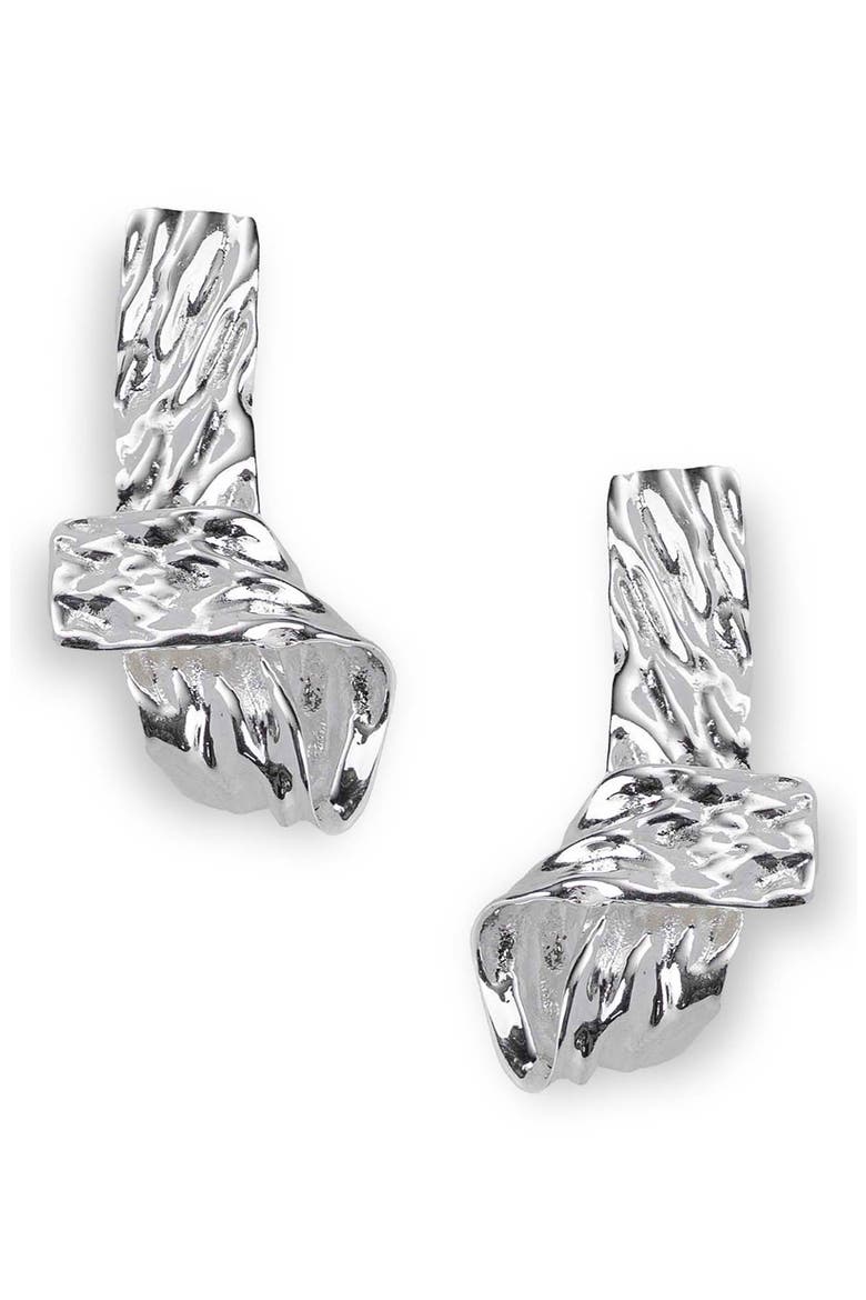 Jiya Mini Knot Earrings, Main, color, SILVER