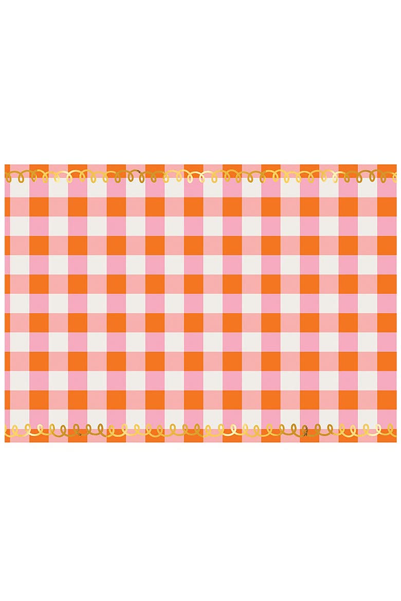 Plaid Foil Paper Table Runner, Alternate, color, ORANGE/PINK