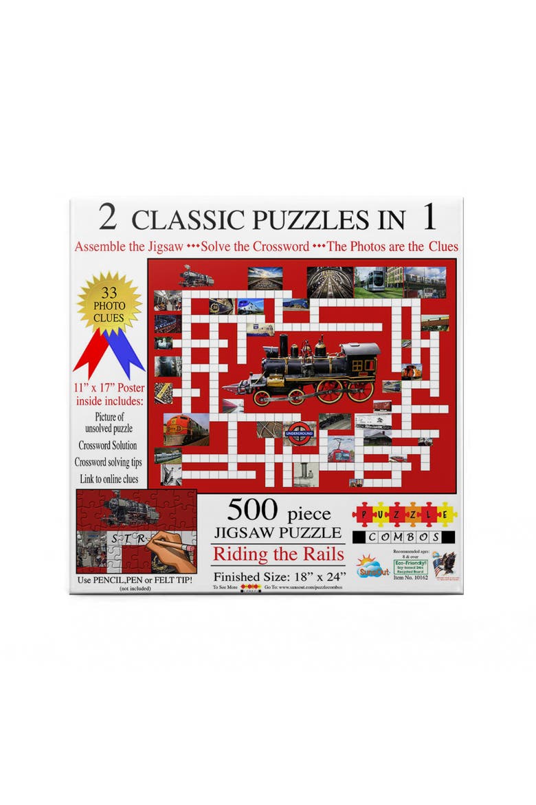 Riding the Rails 500 piece Jigsaw Puzzle for Adults Puzzle Combo, Alternate, color, Multicolor