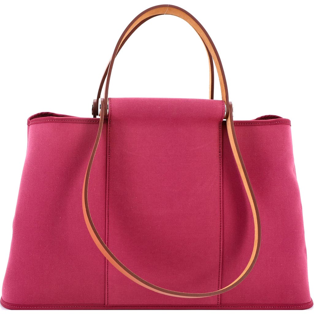 Pre-owned Hermes Hermes Cabag Elan Toile And Leather 39 In Pink