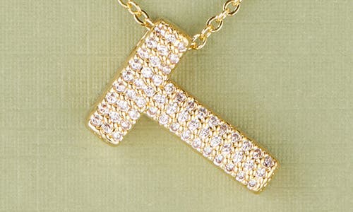 Leith Pavé Cubic Zirconia Initial Pendant Necklace In Gold