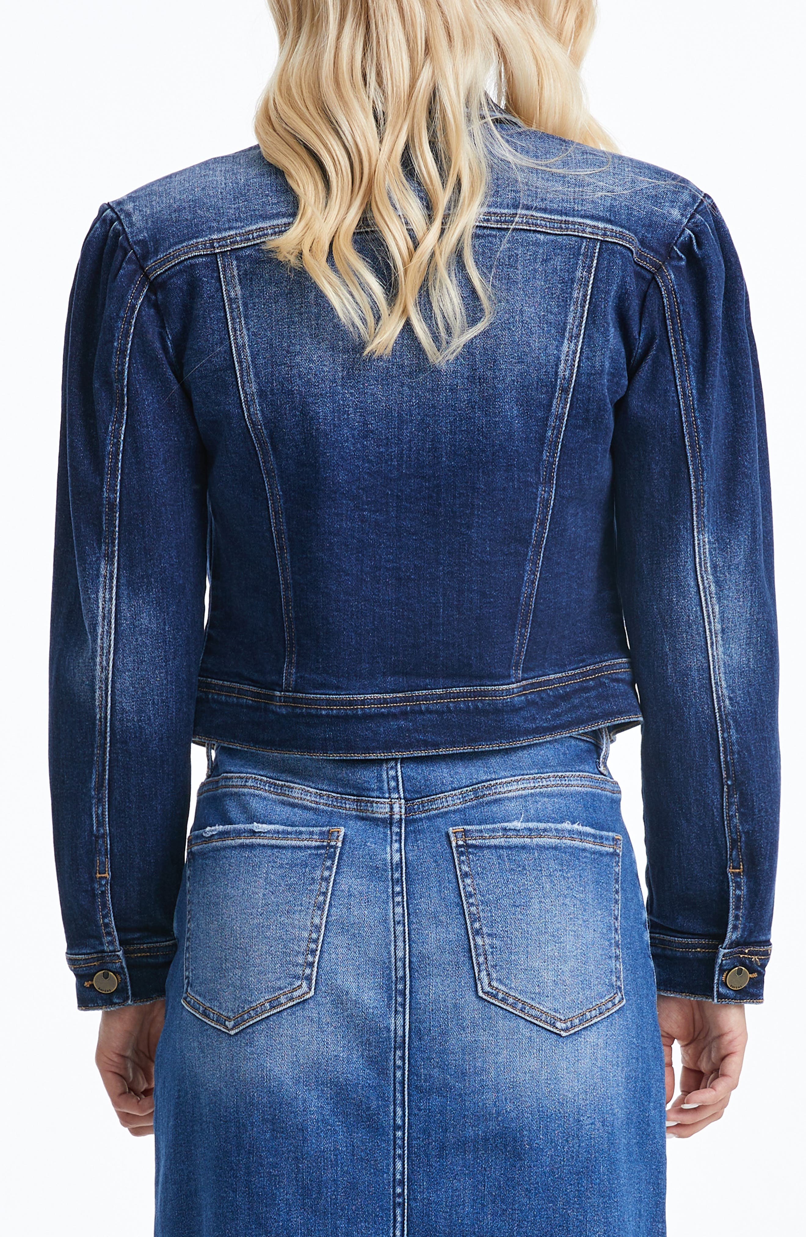 Puff Shoulder Crop Denim Jacket - image 4