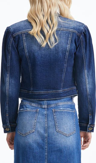 Puff Shoulder Crop Denim Jacket