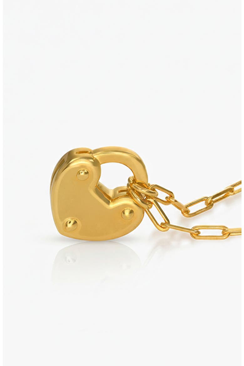 Heart Charm Lock Necklace, Alternate, color, Gold Vermeil