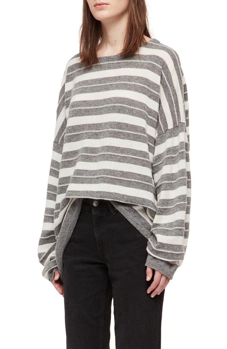 AllSaints Cassia Stripe Boat Neck Sweater, Alternate, color, 