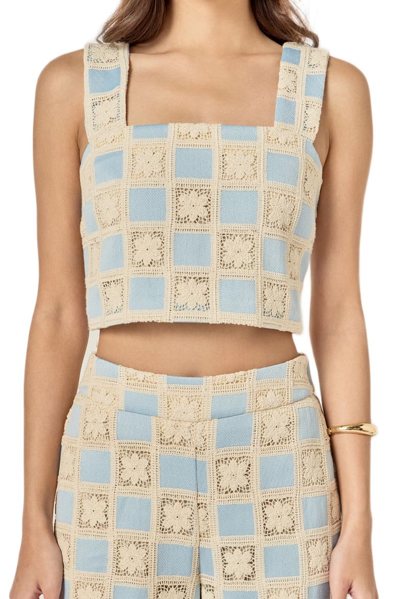 Crochet Inset Crop Top, Alternate, color, POWDER BLUE