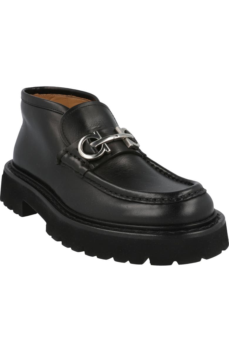 FERRAGAMO Geffer 2 Gancini Lug Sole Loafer, Main, color, Black