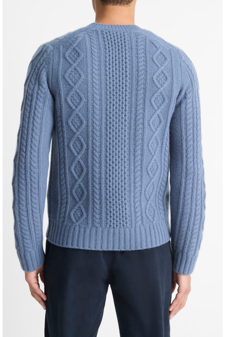 Wool Aran Cable Sweater, Alternate, color, LIGHT BELLUGA BLUE