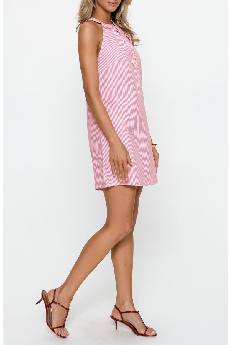 Stripe Tie Neck Sleeveless Shirtdress, Alternate, color, PINK