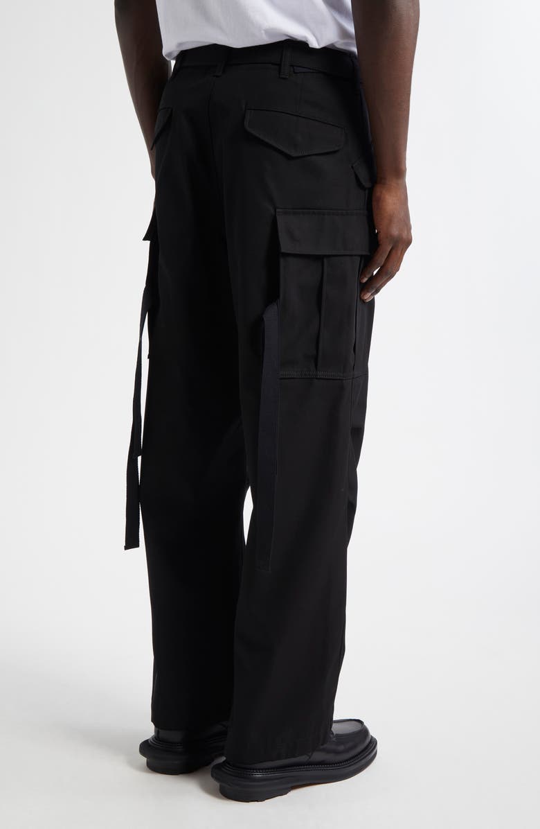 Sacai Belted Cotton Twill Pants, Alternate, color, 