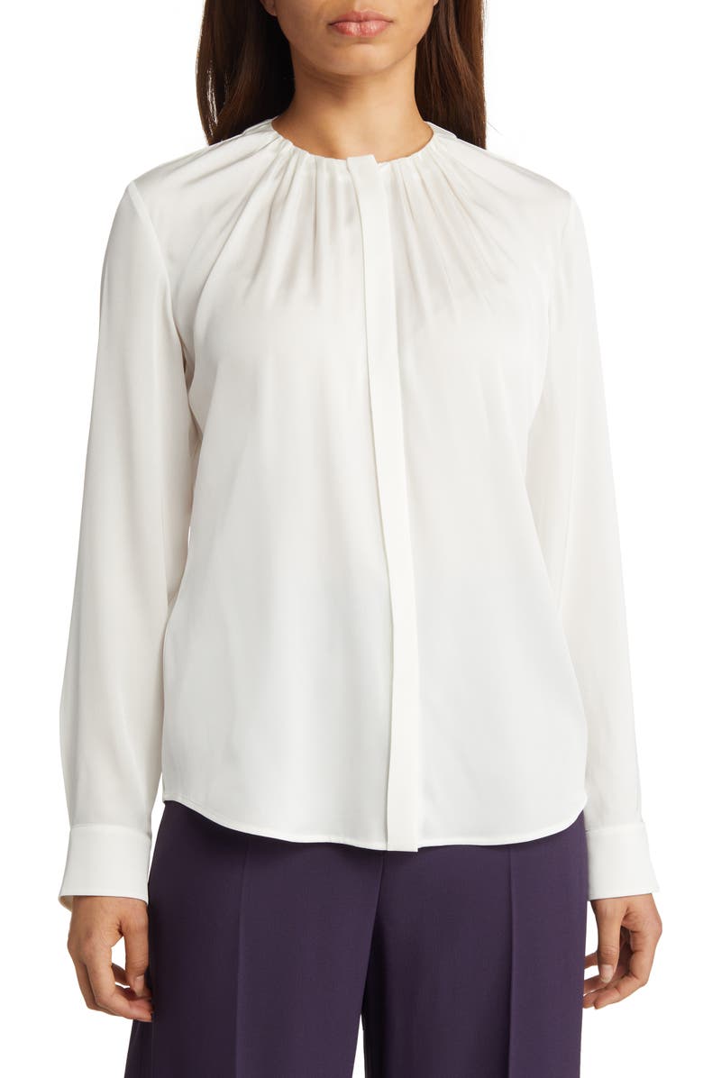 BOSS Banora Stretch Silk Blouse, Alternate, color, 