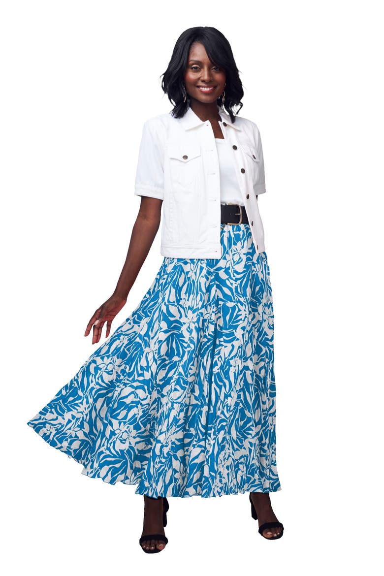 Flowing Crinkled Maxi Skirt, Main, color, POOL BLUE FEATHER