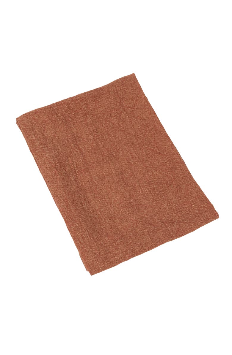 Storied Home Oversized Stonewashed Linen Decorative Tea Towel for Dining and Kitchen, Main, color, Orange