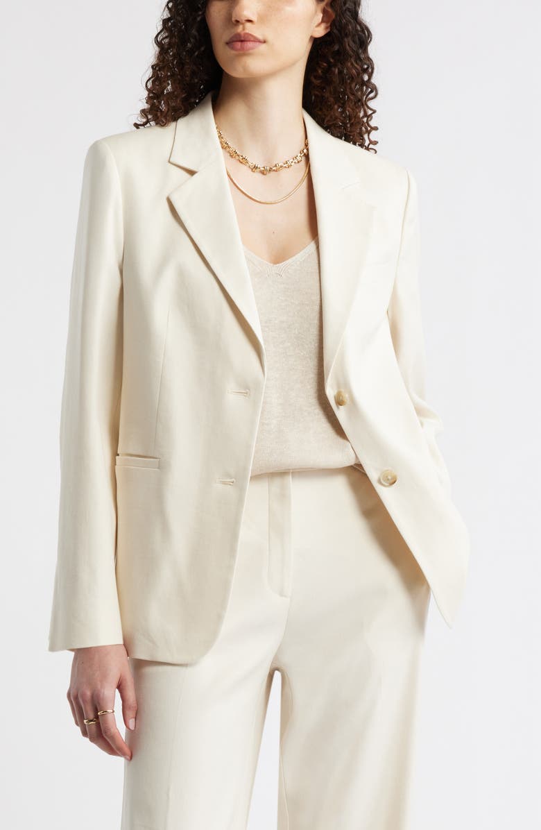 Nordstrom The Liv Linen Blend Boyfriend Blazer, Main, color, Ivory Birch