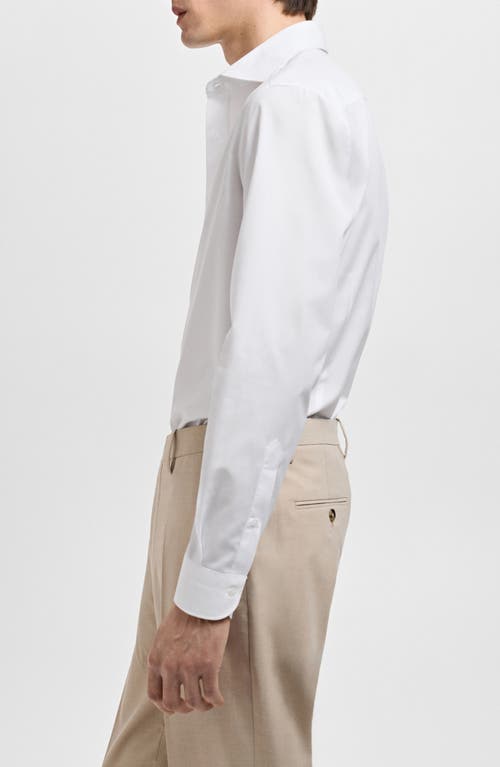 Mango Slim Fit Cotton Herringbone Suit Button-up Shirt In White