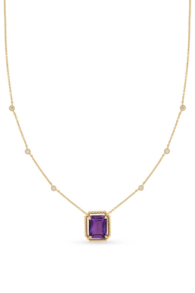 18k Gold Skull Lightning Amethyst & Diamond Pendant Necklace, Main, color, 18KY
