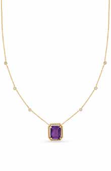 18k Gold Skull Lightning Amethyst & Diamond Pendant Necklace