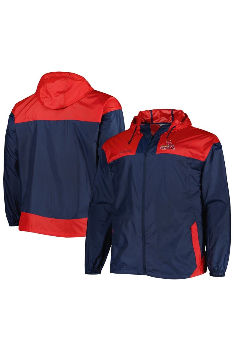 Men's Columbia Navy St. Louis Cardinals Flash Forward Challenger Omni-Shade Full-Zip Windbreaker, Main, color, Navy