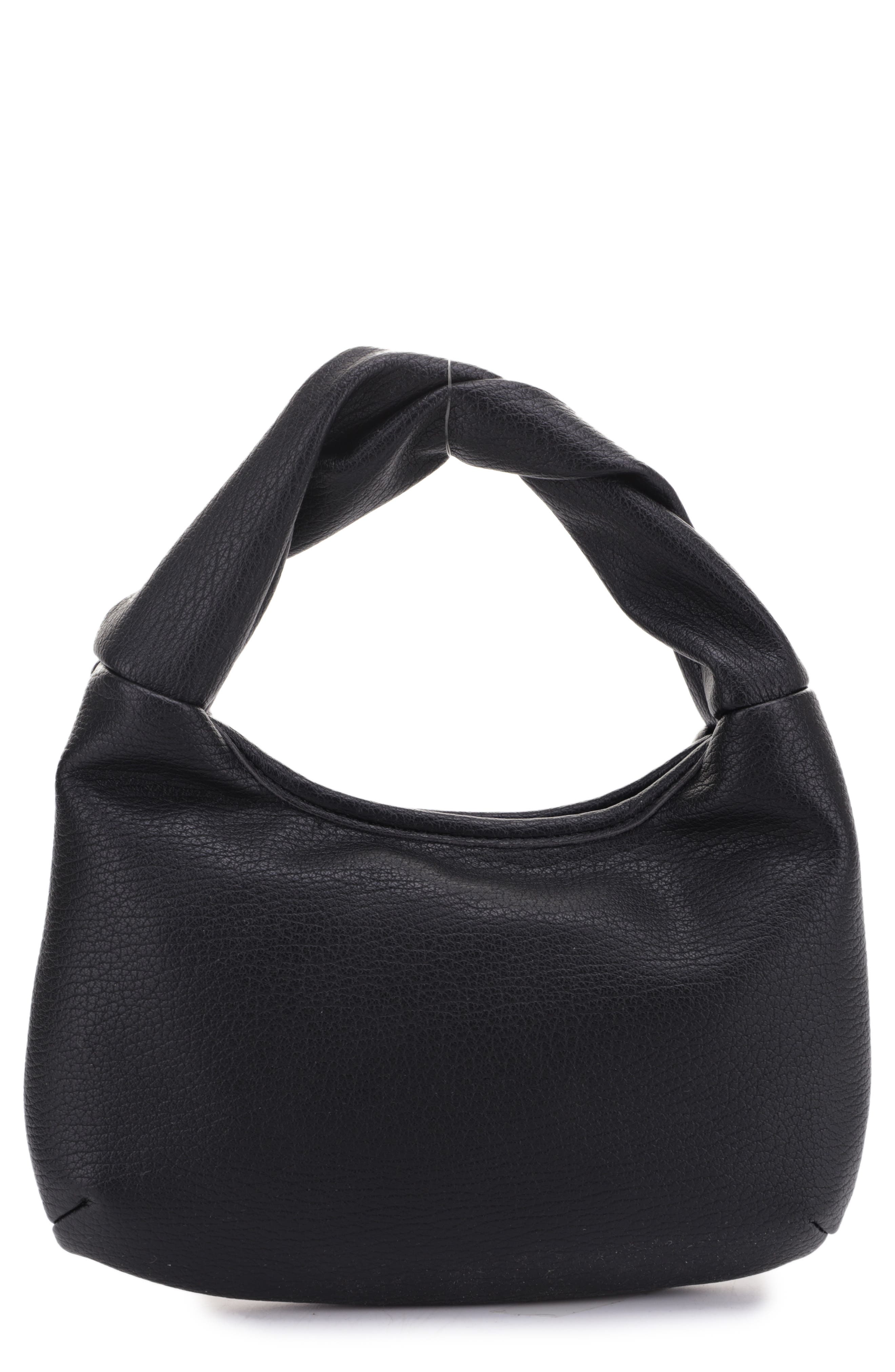 Libby Twist Recycled Vegan Leather Hobo Bag, Main, color, BLACK