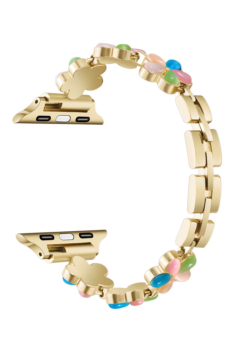 June Flower Bracelet Apple Watch® Watchband, Alternate, color, GOLD MULTI