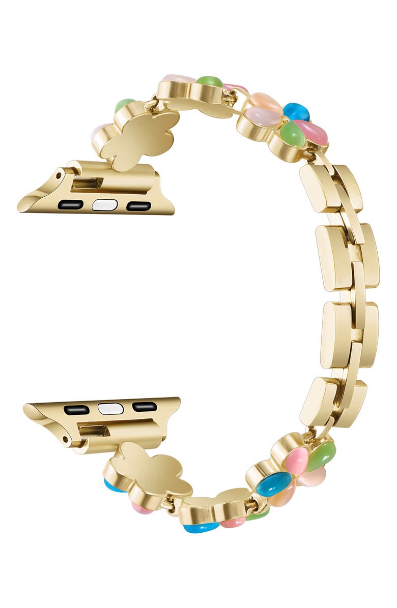 The Posh Tech June Flower Bracelet Apple Watch<sup>®</sup> Watchband, Alternate, color, Gold Multi