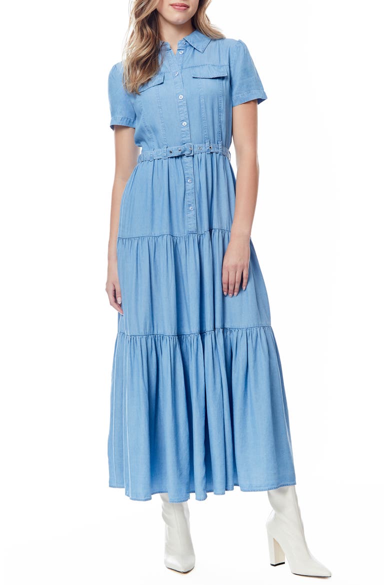 Hailey Western Maxi Shirtdress, Main, color, CHAMBRAY