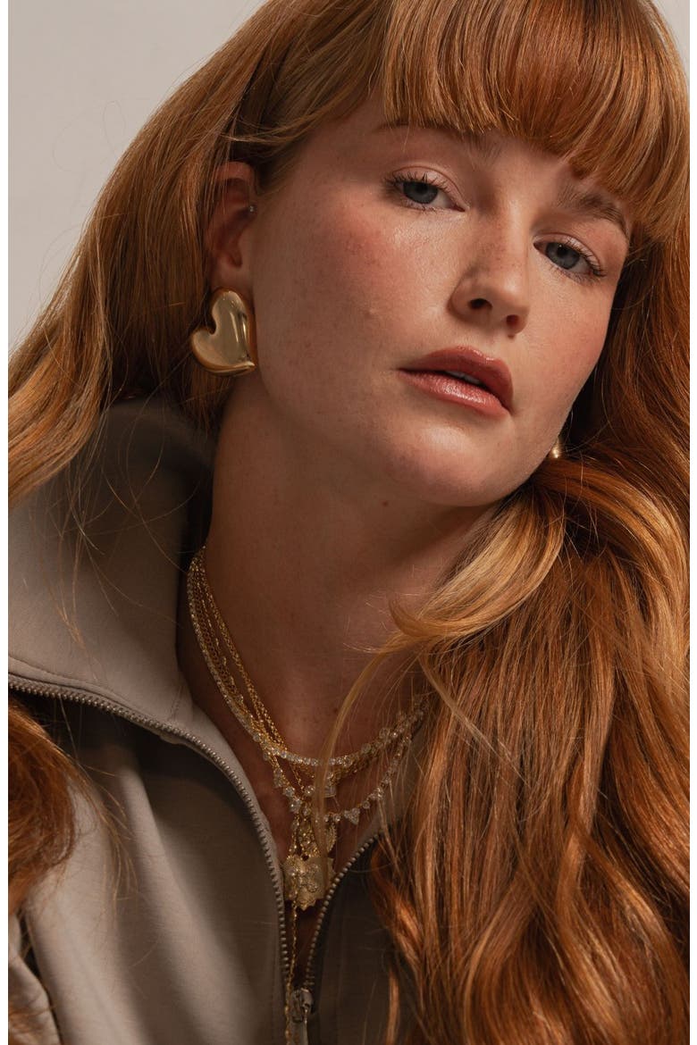 Oversize Puffy Heart Statement Earrings, Alternate, color, GOLD