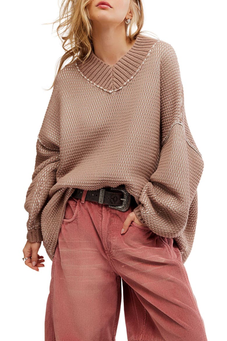Maisie Oversize Sweater, Main, color, STUCCO COMBO