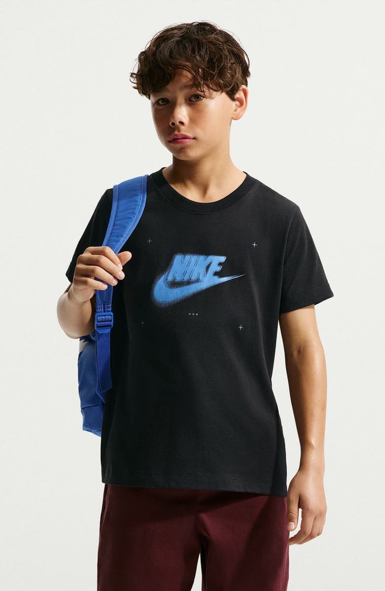 Nike Kids' Brand Read Logo Graphic T-Shirt, Main, color, Black/ University Blue