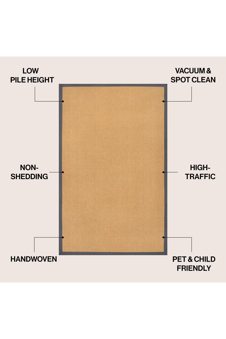 Camden Farmhouse Cottage Border Jute Area Rug, Alternate, color, Natural/Dark Gray