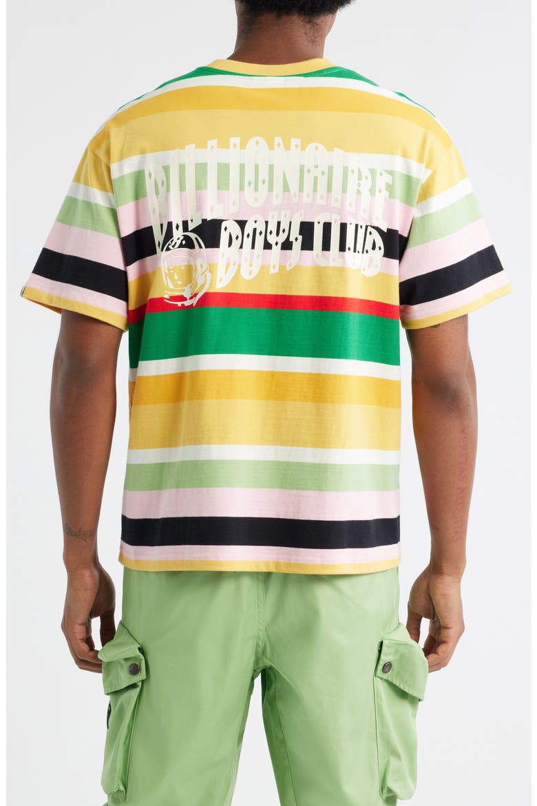Treble Stripe Cropped Cotton Graphic T-Shirt, Alternate, color, YELLOW MULTI
