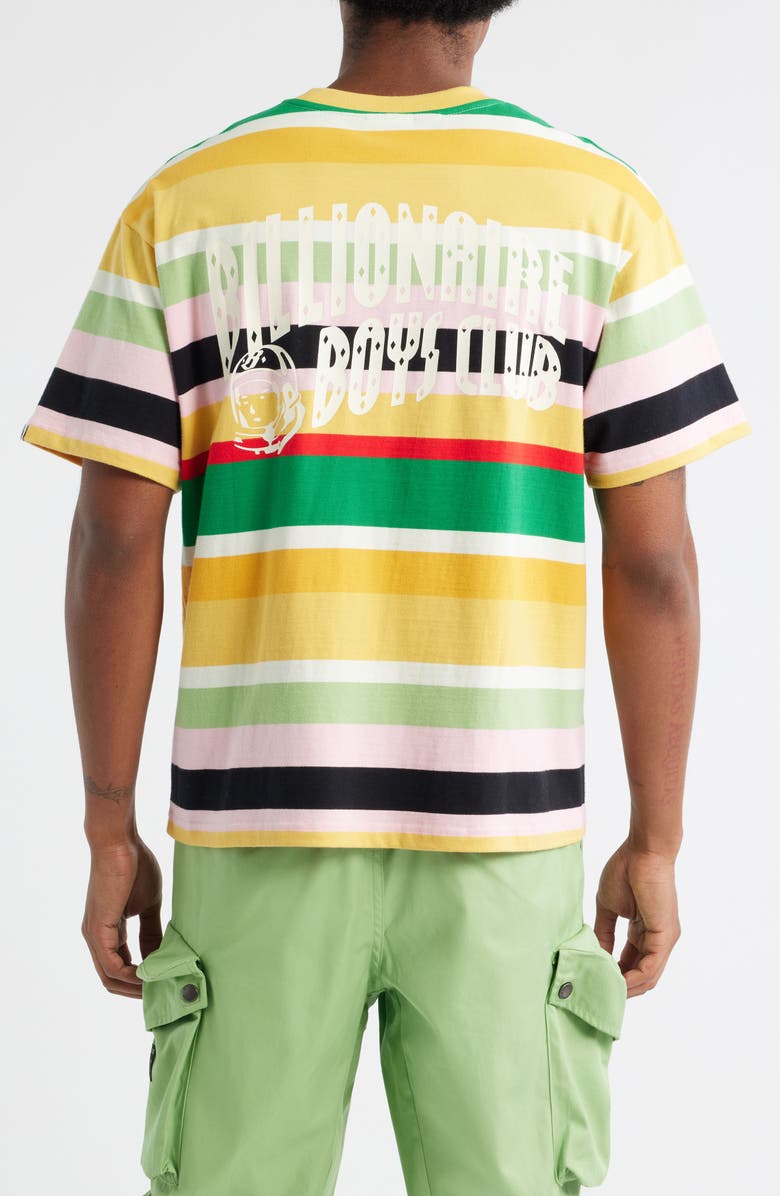 Billionaire Boys Club Treble Stripe Cropped Cotton Graphic T-Shirt, Alternate, color, Yellow Multi