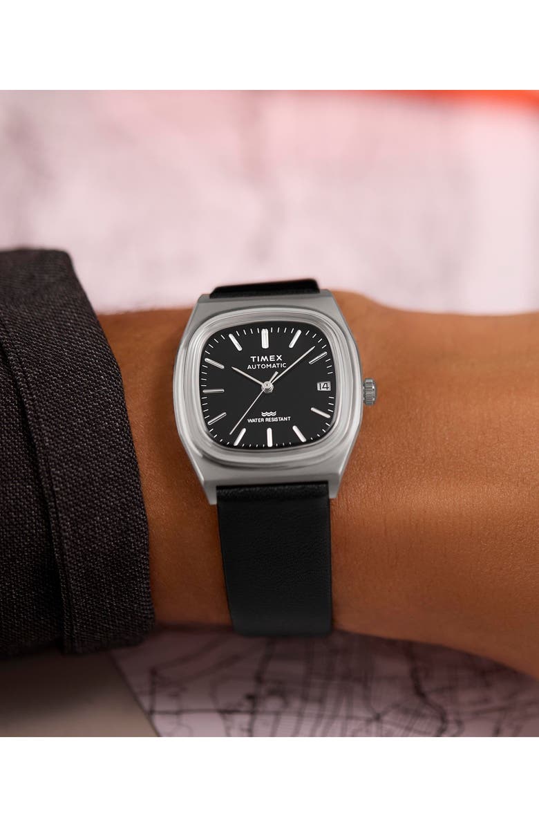 Timex<sup>®</sup> Automatic 1983 E-Line Reissue Leather Strap Watch, 34mm, Alternate, color, 