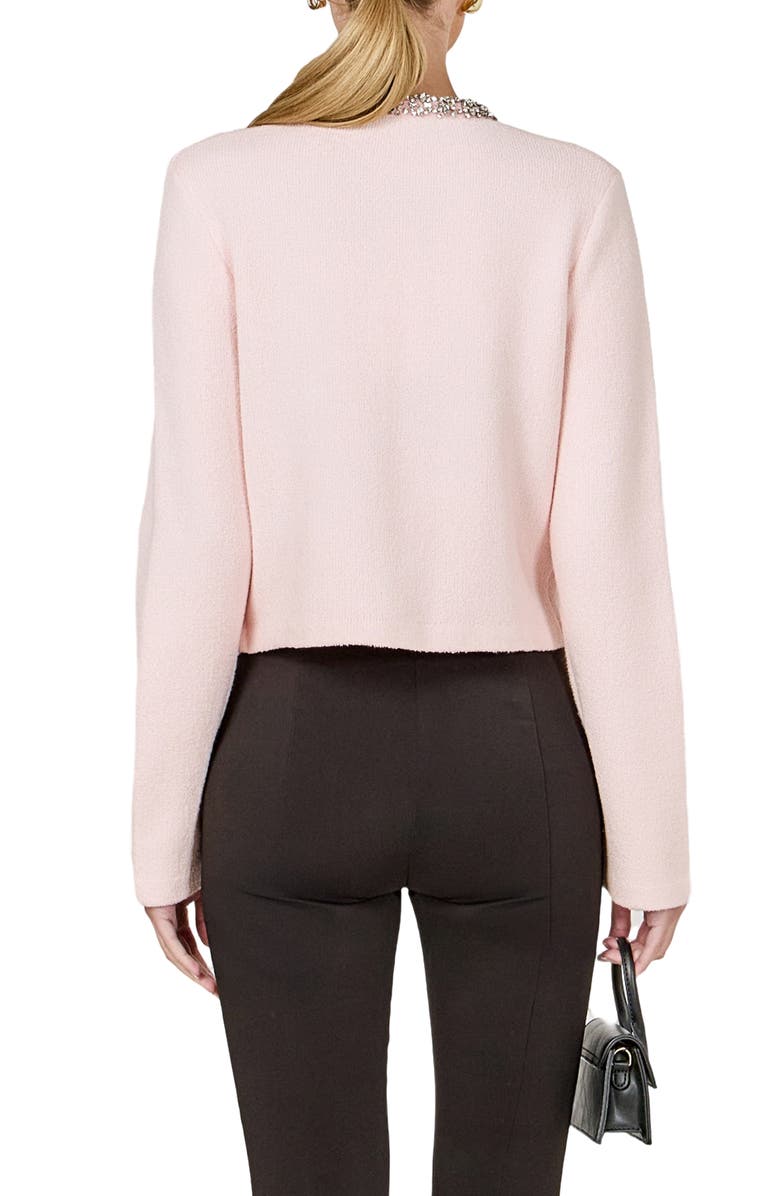 Endless Rose Bouclé Jewel Trim Cardigan, Alternate, color, Pink