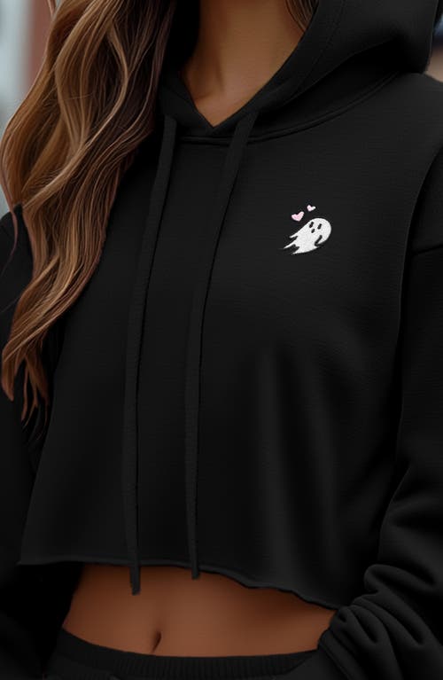 Shop Dalix Heartly Ghost Cropped Hoodie In Black